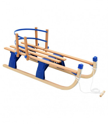 Folding Snow Sledge with Backrest Wood 119 cm