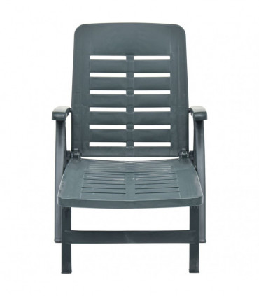 Folding Sun Lounger Plastic Green