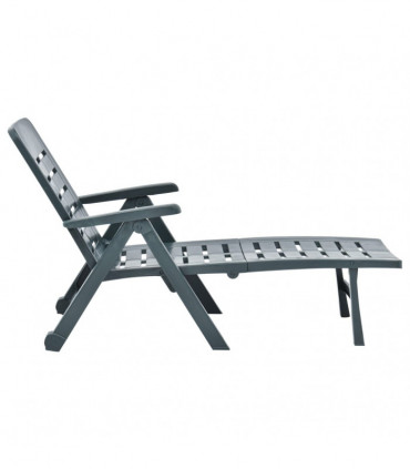 Folding Sun Lounger Plastic Green