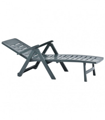 Folding Sun Lounger Plastic Green