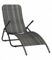 Folding Sun Lounger Poly Rattan Grey