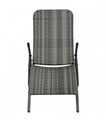 Folding Sun Lounger Poly Rattan Grey