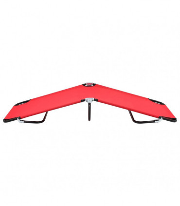 Folding Sun Lounger Red Steel