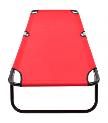 Folding Sun Lounger Red Steel