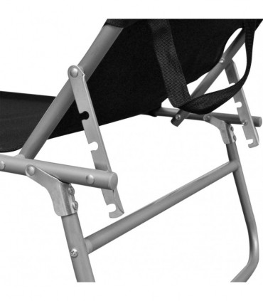 Folding Sun Lounger with Canopy Black Aluminium