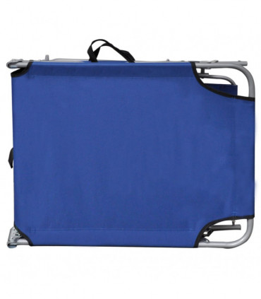 Folding Sun Lounger with Canopy Blue Aluminium