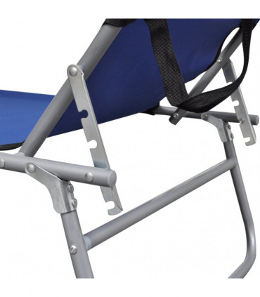 Folding Sun Lounger with Canopy Blue Aluminium