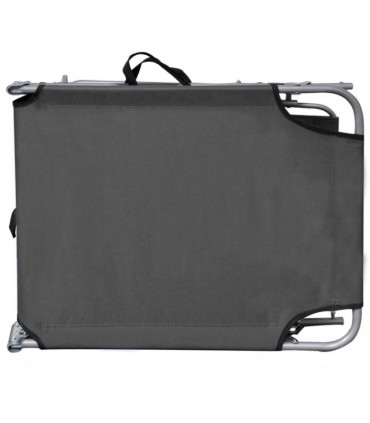 Folding Sun Lounger with Canopy Grey Aluminium
