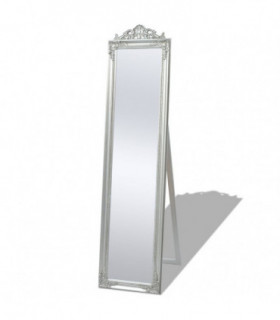Free-Standing Mirror Baroque Style 160x40 cm Silver