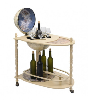 Freestanding Globe Bar Wind Stand Eucalyptus Wood Green