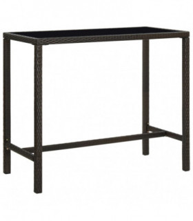 Garden Bar Table Brown 130x60x110 cm Poly Rattan and Glass