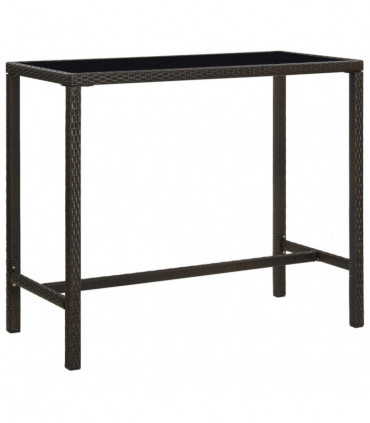 Garden Bar Table Brown 130x60x110 cm Poly Rattan and Glass