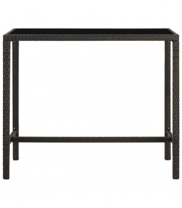 Garden Bar Table Brown 130x60x110 cm Poly Rattan and Glass