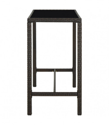 Garden Bar Table Brown 130x60x110 cm Poly Rattan and Glass