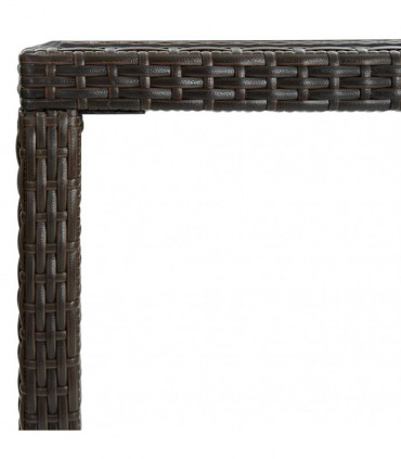 Garden Bar Table Brown 130x60x110 cm Poly Rattan and Glass