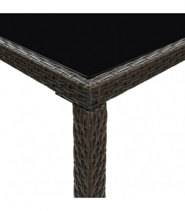 Garden Bar Table Brown 130x60x110 cm Poly Rattan and Glass