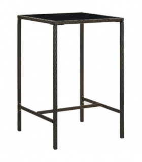 Garden Bar Table Brown 70x70x110 cm Poly Rattan and Glass