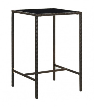 Garden Bar Table Brown 70x70x110 cm Poly Rattan and Glass