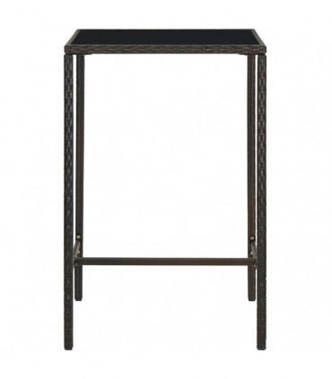 Garden Bar Table Brown 70x70x110 cm Poly Rattan and Glass