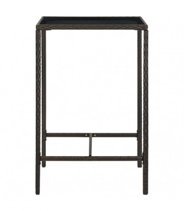 Garden Bar Table Brown 70x70x110 cm Poly Rattan and Glass