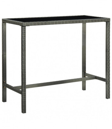 Garden Bar Table Grey 130x60x110 cm Poly Rattan and Glass