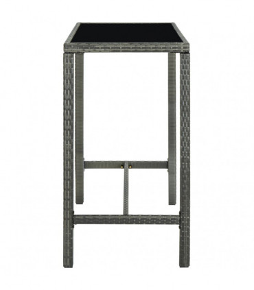 Garden Bar Table Grey 130x60x110 cm Poly Rattan and Glass