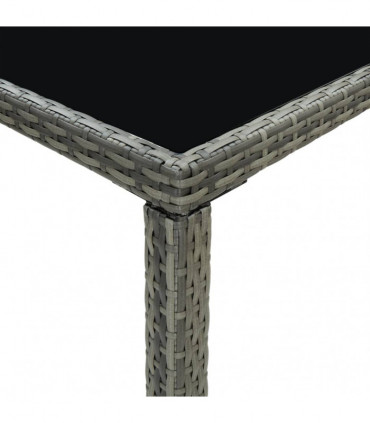 Garden Bar Table Grey 130x60x110 cm Poly Rattan and Glass