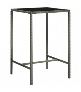 Garden Bar Table Grey 70x70x110 cm Poly Rattan and Glass