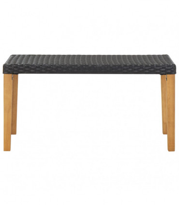 Garden Bench 120 cm Black Poly Rattan and Solid Acacia Wood