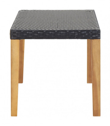 Garden Bench 120 cm Black Poly Rattan and Solid Acacia Wood