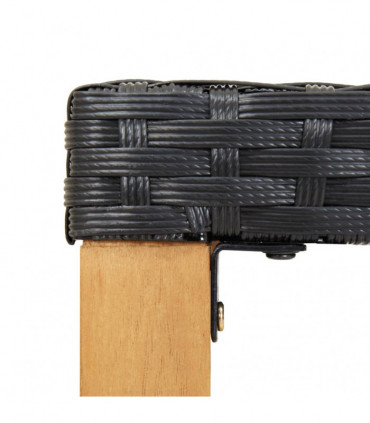 Garden Bench 120 cm Black Poly Rattan and Solid Acacia Wood