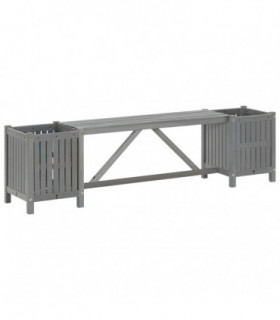 Garden Bench with 2 Planters 150cm Solid Acacia Wood Grey