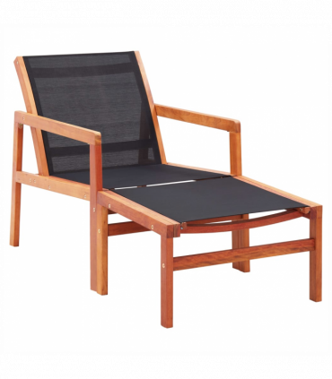 Garden Chair with Footrest Solid Eucalyptus Wood and Textilene