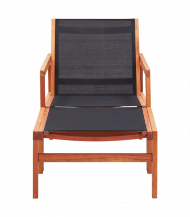 Garden Chair with Footrest Solid Eucalyptus Wood and Textilene