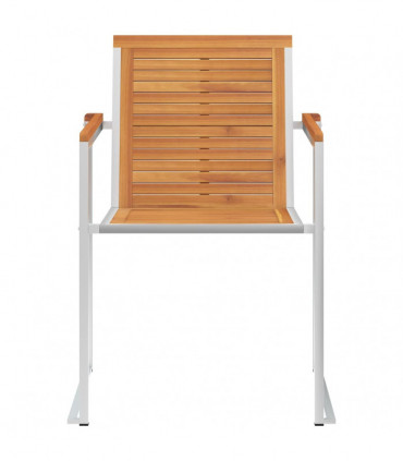 Garden Chairs 4 pcs Solid Acacia Wood and Stainless Steel