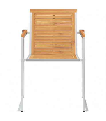 Garden Chairs 4 pcs Solid Teak Wood and Stainless Steel