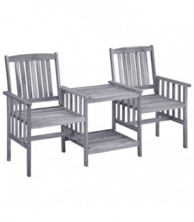 Garden Chairs with Tea Table 159x61x92 cm Solid Acacia Wood