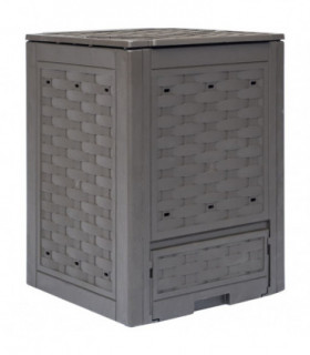 Garden Composter Brown 60x60x83 cm 300 L Plastic Rattan