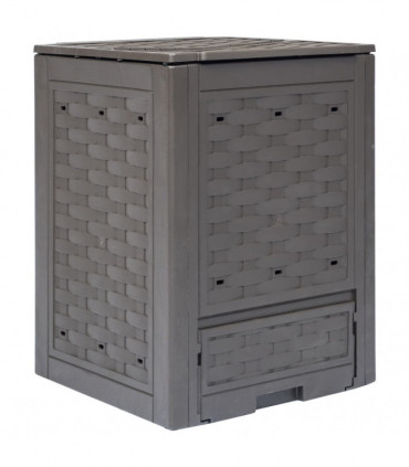 Garden Composter Brown 60x60x83 cm 300 L Plastic Rattan