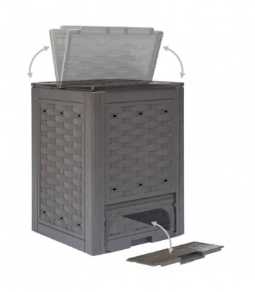 Garden Composter Brown 60x60x83 cm 300 L Plastic Rattan