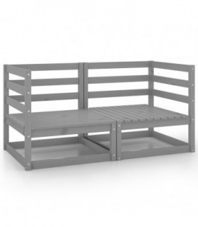 Garden Corner Sofas 2 pcs Grey Solid Pinewood