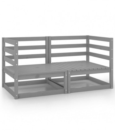 Garden Corner Sofas 2 pcs Grey Solid Pinewood