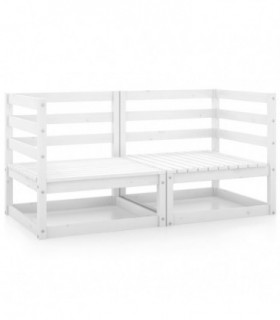 Garden Corner Sofas 2 pcs White Solid Pinewood