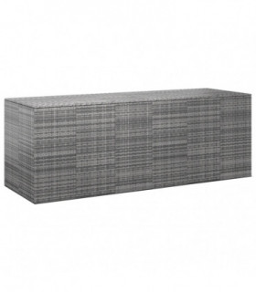 Garden Cushion Box PE Rattan 291x100.5x104 cm Grey