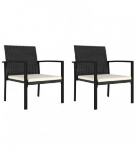 Garden Dining Chairs 2 pcs Poly Rattan Black