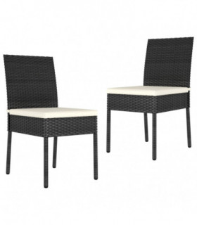 Garden Dining Chairs 2 pcs Poly Rattan Black