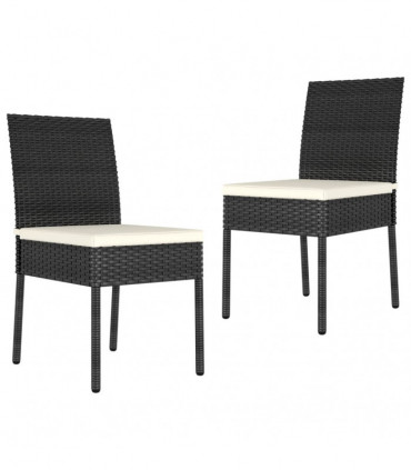 Garden Dining Chairs 2 pcs Poly Rattan Black