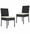 Garden Dining Chairs 2 pcs Poly Rattan Black
