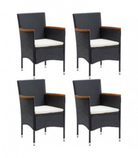 Garden Dining Chairs 4 pcs Poly Rattan Black