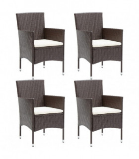 Garden Dining Chairs 4 pcs Poly Rattan Brown